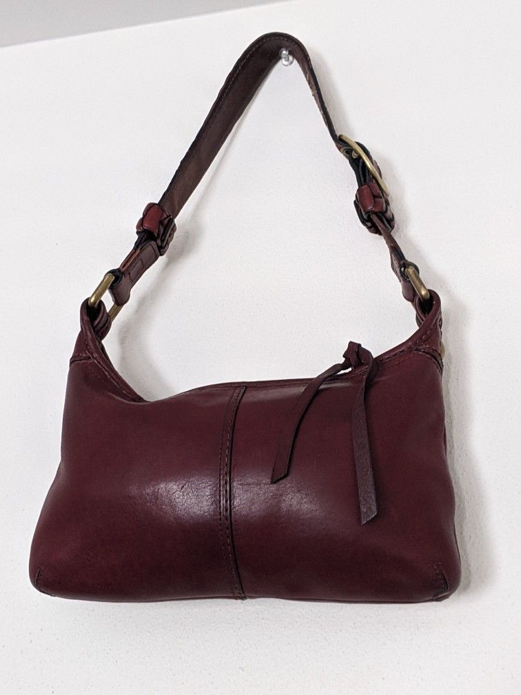 Vintage COACH Bleecker Hobo Leather Shoulder Bag Burgundy With Brass Hardware