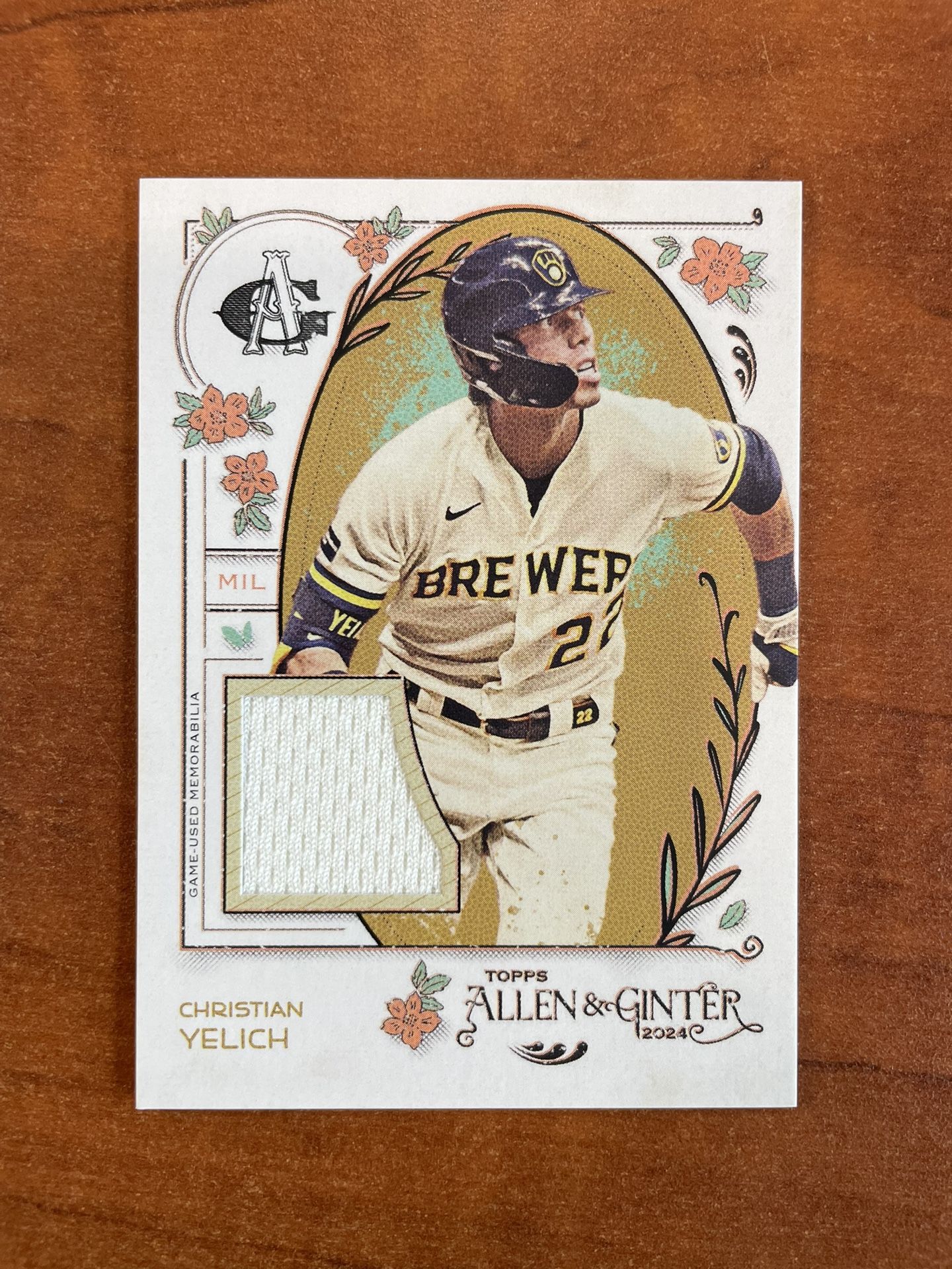 TOPPS 2024 ALLEN & GINTER CHRISTIAN YELICH RELIC CARD