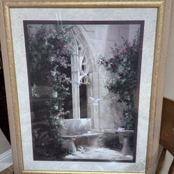 Framed Wall Art – Classic Garden Scene, Gold Frame