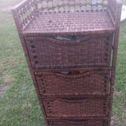 Wicker Shelf With Drawers
