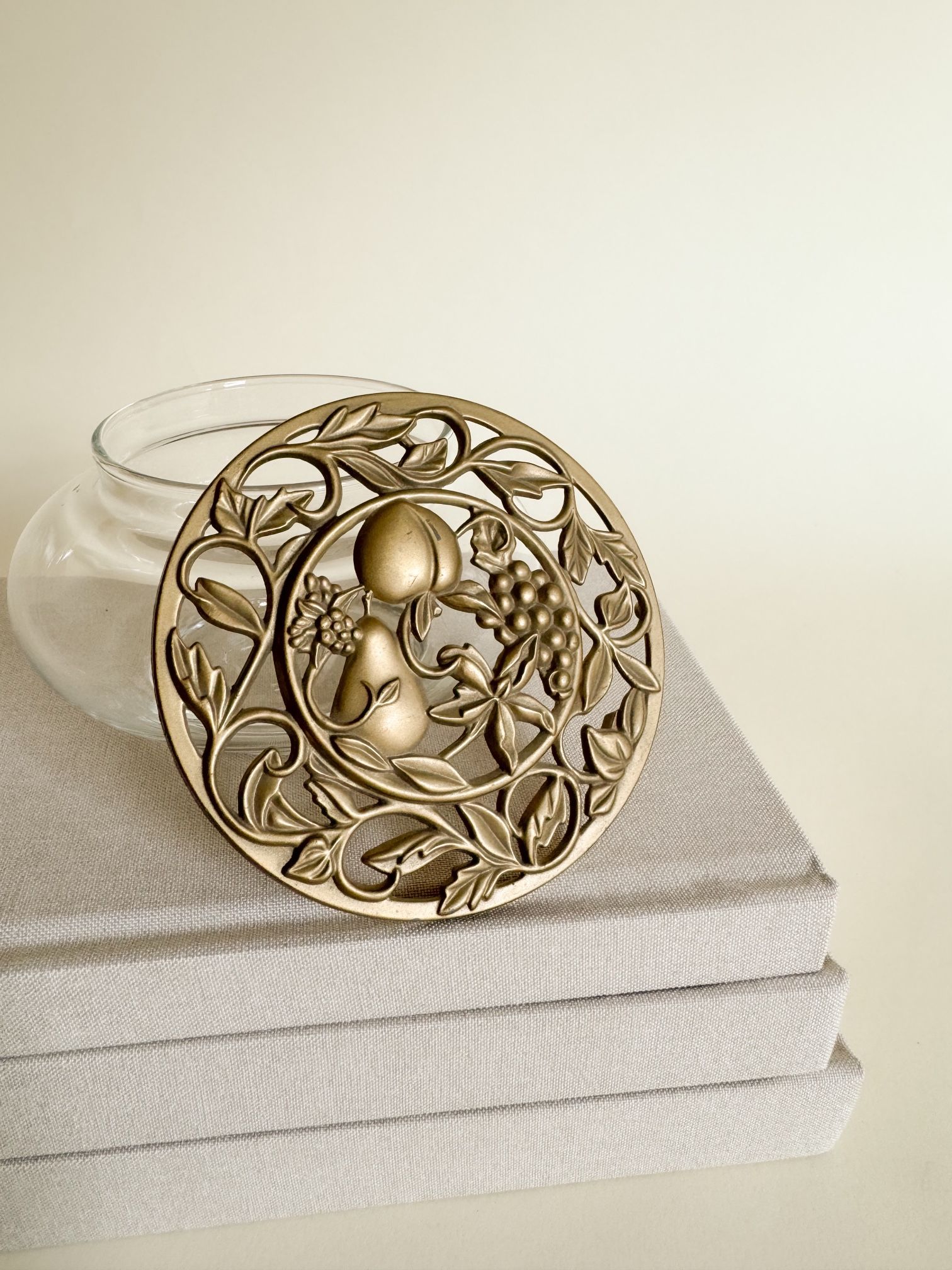 Glass Trinket Bowl with Brass Lid
