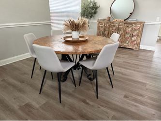 60” Travertine Dining Table Set with Chairs