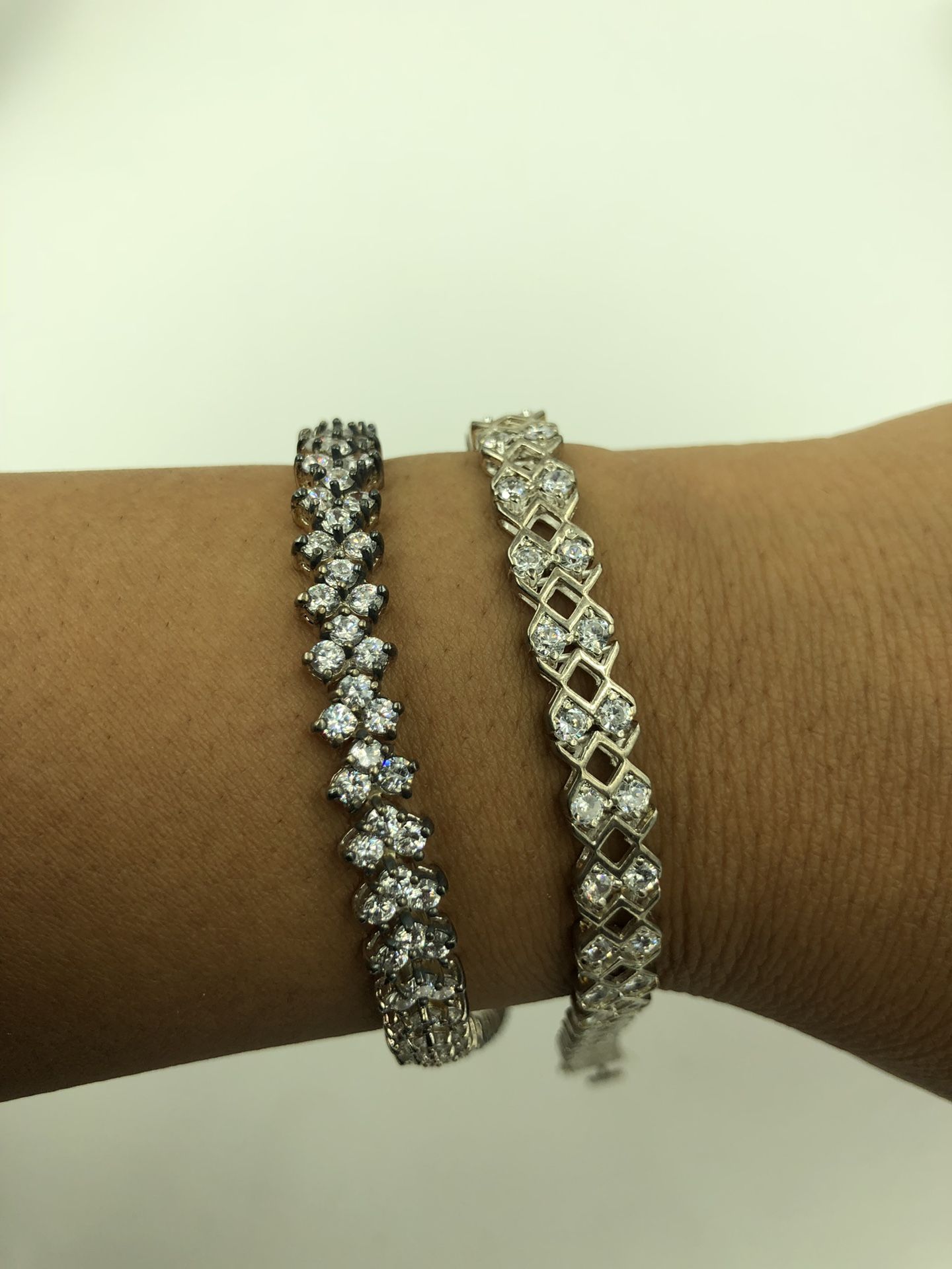 925 Sterling Silver CZ Tennis Bracelet 7.5” Long
