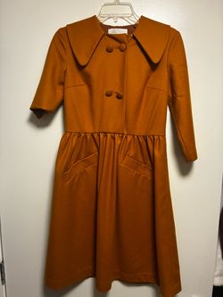Mustard Yellow Retro 1950s era C O Collection Button-Up Dress Coat