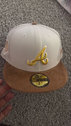 New Era 59Fifty Atlanta Braves Cream/Brown Corduroy Visor Hat 7 5/8 World Series