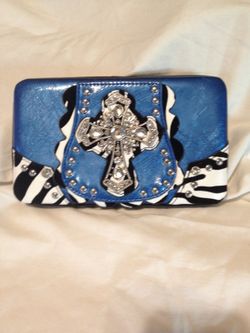 Blue zebra cross wallet