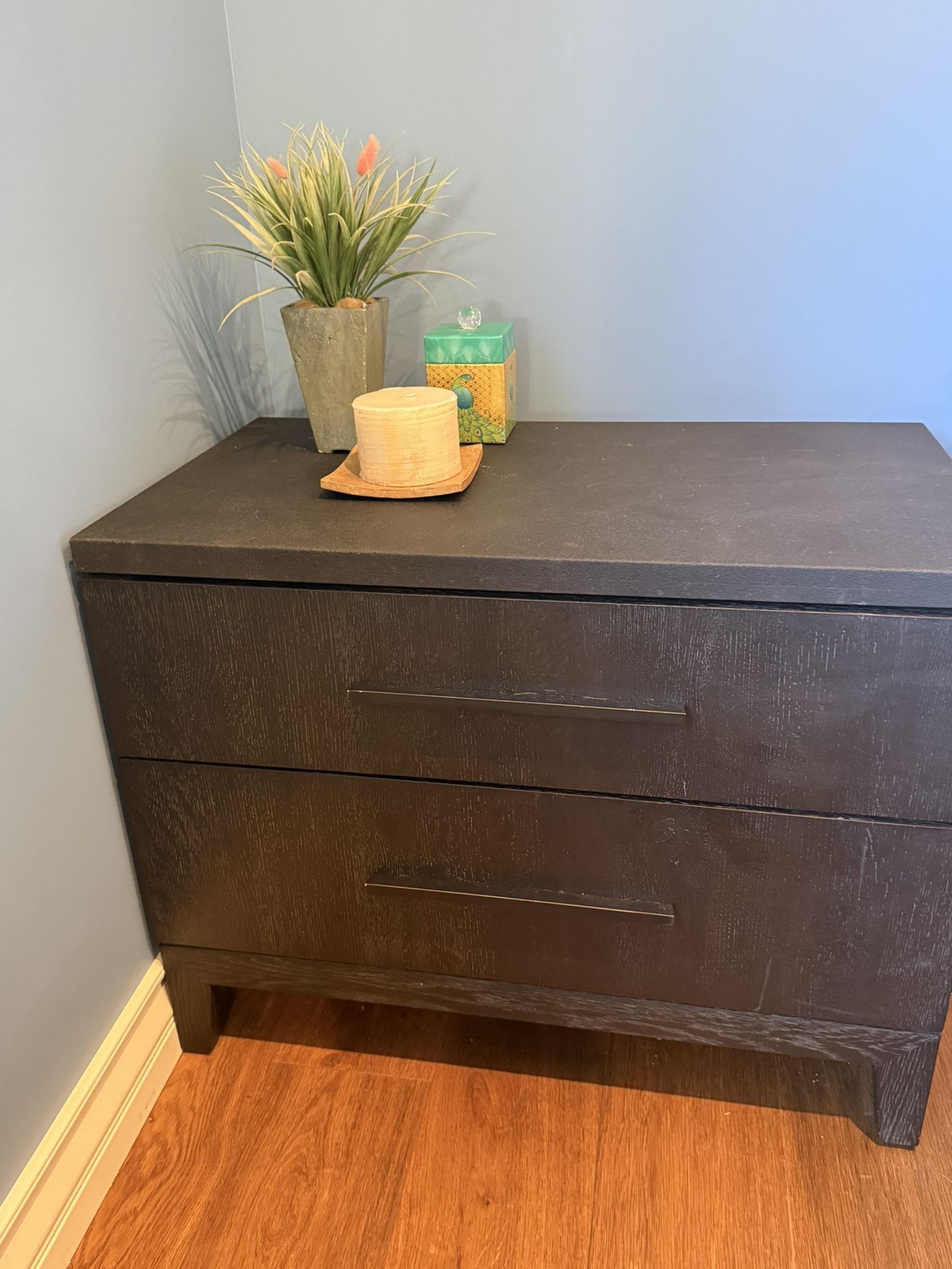Modern Dark Brown Nightstands With Two Deep Drawers