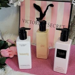 Victoria's Secret Fragrance Lotion Set Heavenly, Almond Gold, Fearless trio 
