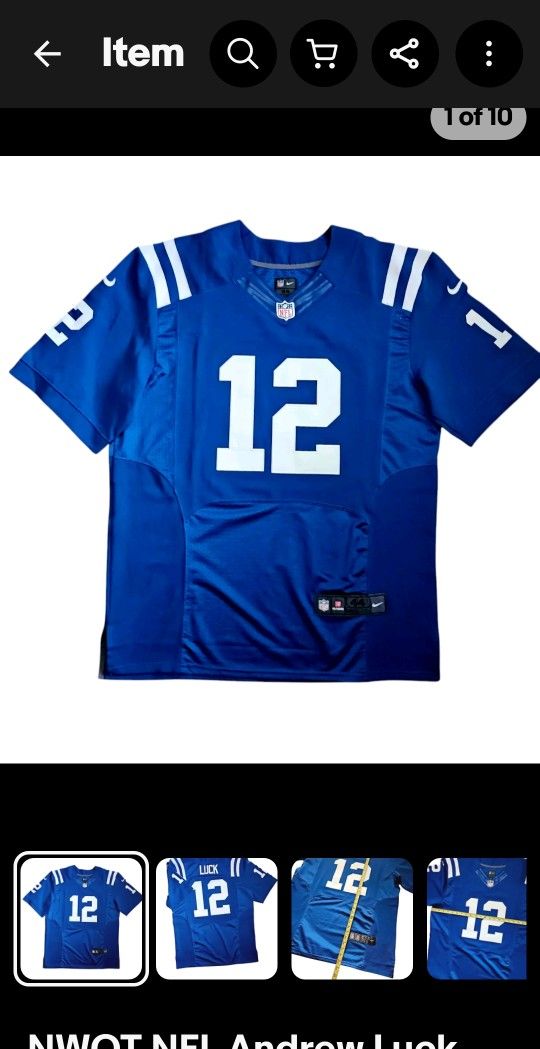NFL Andrew Luck Indianapolis Colts On Field Stitched Jersey Size 44 Nike