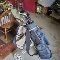 Golf Clubs And Cart