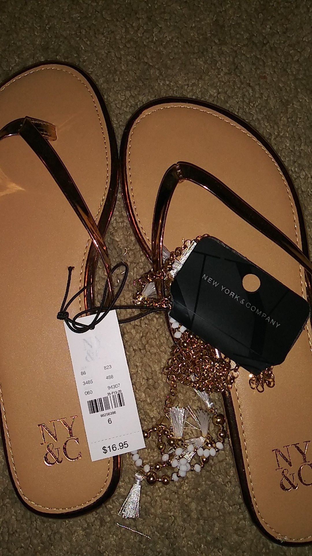 Brand new size 6 NY&C sandals and New York and company necklace