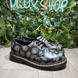 Dr. Martens 27686 Distorted Leopard Print Oxford Women 8 Men 7 Black Gray New