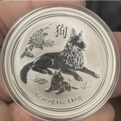2 OZ  .999 SILVER 2018 Australia YEAR OF THE  DOG  Lunar II  