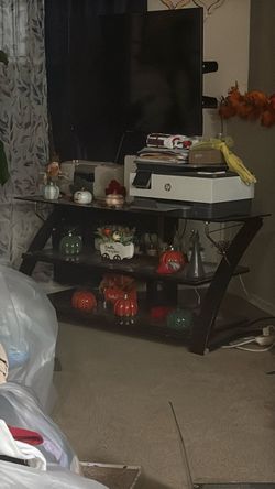 Black 3-Tier Glass TV Stand free