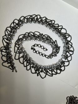  Vintage Silver-Tone Belly Dancer Chain Belt. 40” End To End
