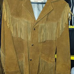 Vintage Rancher By Schott NYC  Fringe Suede Coat Jacket 1970s  So Good  Annie get Ur Gun 