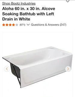 Bootz Industries Aloha 60x30 Alcove Bathtub White