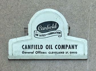 Early 1900’s CANFIELD OIL COMPANY Clipboard CLIP Wall HANGER Advertisement MEMORABILIA 👀 (please read description)