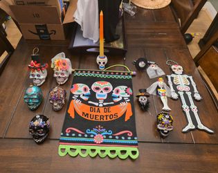 12 piece Day of The Dead Halloween Decor SOLD TOGETHER as a set read description for details