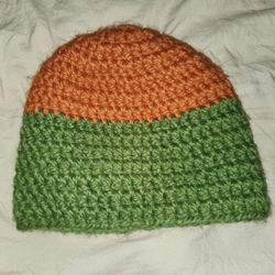 Green And Orange Crochet Mens Winter Hat