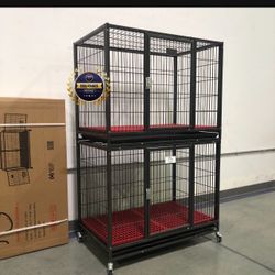 Double Stacked  Dog Pet Cage Kenenl Size 37” Medium With Grid And Tray New In Box 📦 