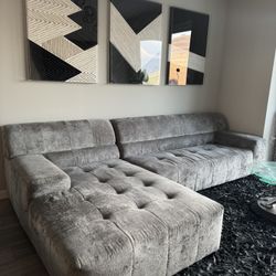 Aesthetic Gray Sectional Couch 