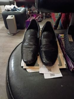 Black Sequin Slip-On Dress Loafers