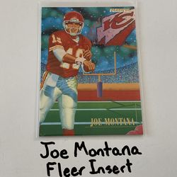 Joe Montana Kansas City Chiefs Hall of Fame QB Fleer Short Print Insert Card.