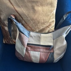 Vintage Boho Patchwork Genuine Leather Crossbody Shoulder Bag 