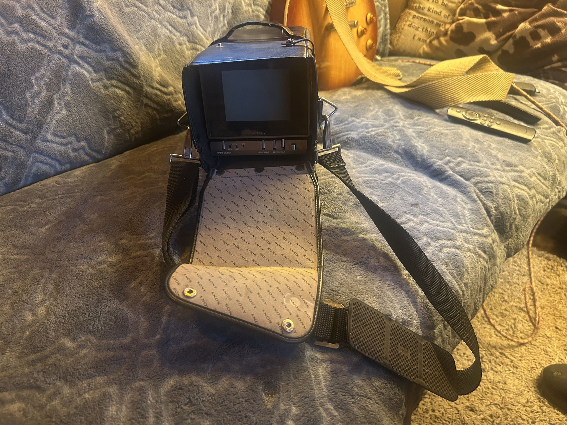 Rare 1980 Sony Portable TV With Battery Stand And Carrying Case