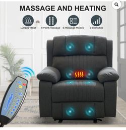Metal Electric Power Recliners with Heat and Massage, Gray-$249