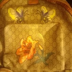 GUCCI Tian Print GG Supreme Canvas Backpack (Straps Were Removed)
