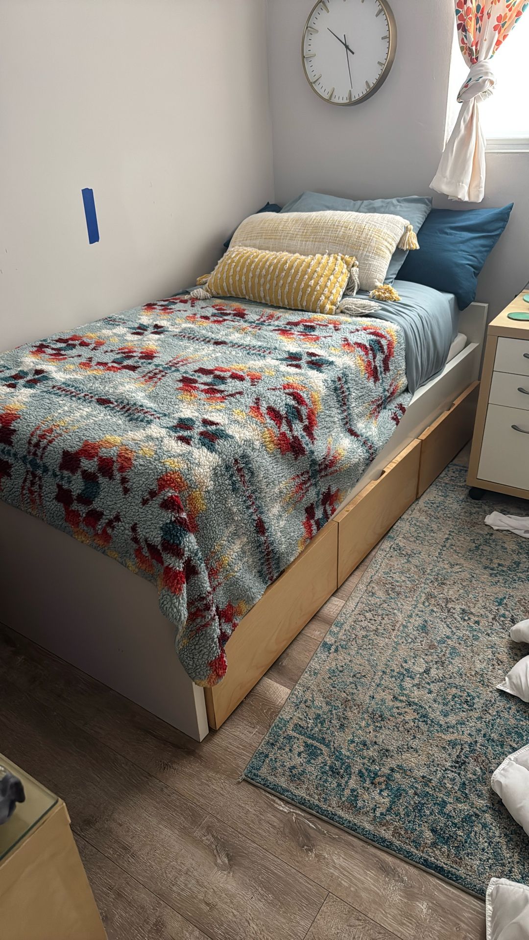 Twin Bed With Three Storage Drawers And Mattress