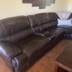 Leather Sectional Recliner Couch