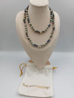 Soft Surroundings Single Strand Beaded Necklace in Aqua