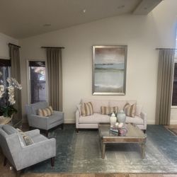 Macy’s Living Couch, Custom Chairs , rug ,pillows,table $1,000