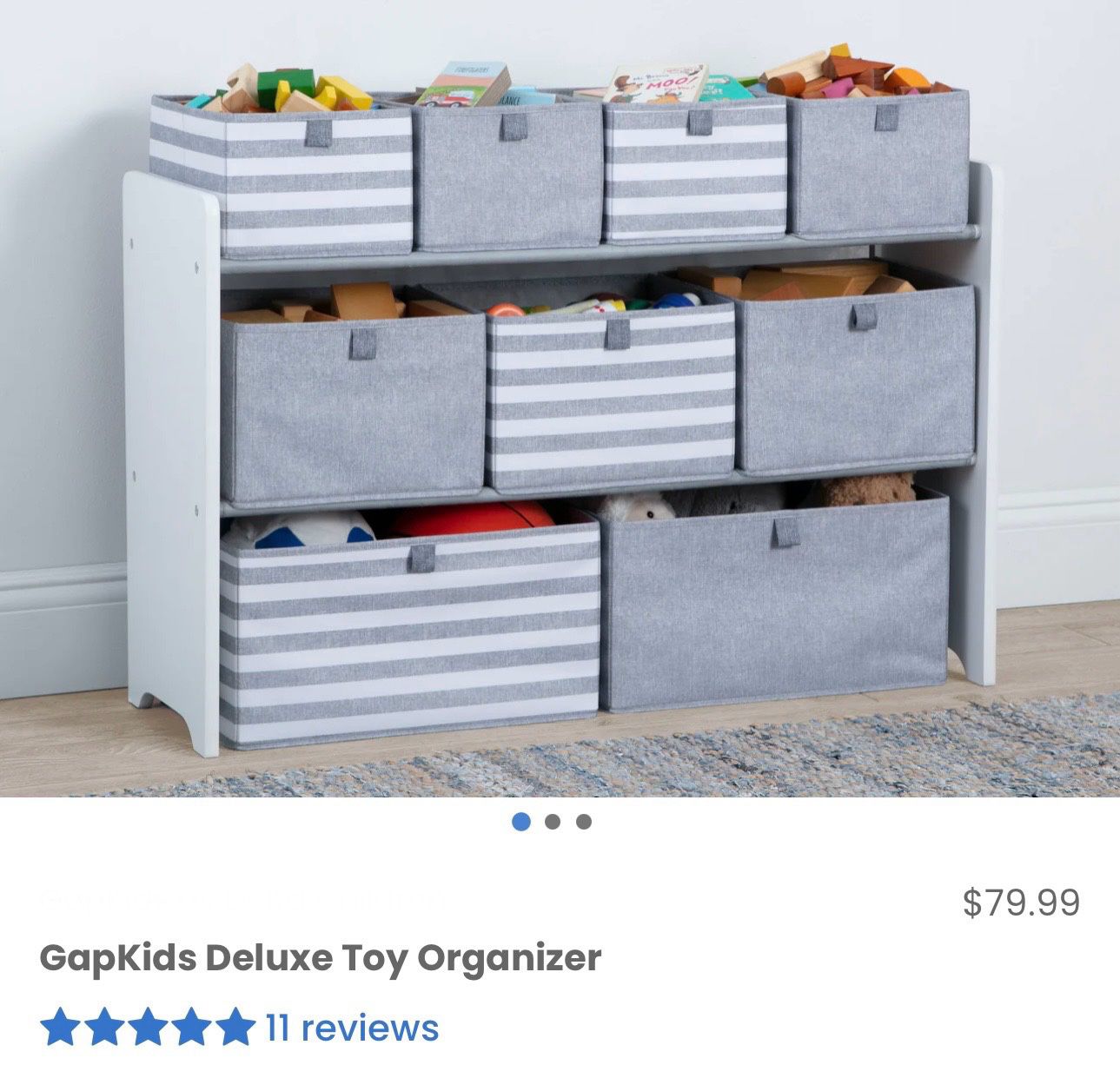 New Baby Gap Grey & White 9 Bin Kids Toy Organizer 