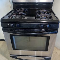 Frigidaire Black Gas Stove with Stainless Steel