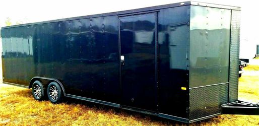 ENCLOSED TRAILERS ALL SIZES-20 24 28 32 VNOSE-SNOWMOBILE CAR HAULER STORAGE MOVING MOTORCYCLE ATV UTV QUAD SIDE BY SIDE Thumbnail