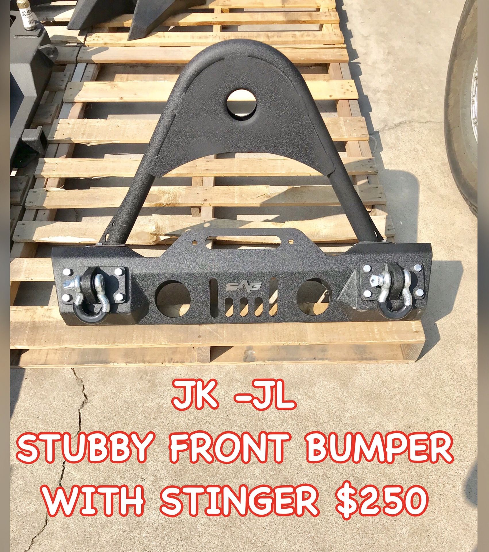 JK - JL Jeep Wrangler Stubby Front Bumper with Stinger and shackles