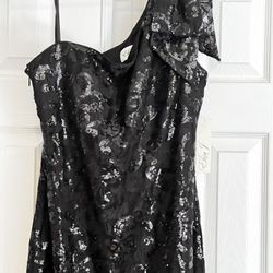 Women’s One Shoulder Black Sequin Dress