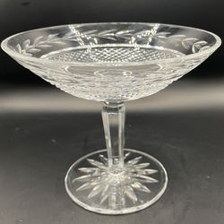 Waterford Crystal Glandore Footed Compote Bowl Laurel Leaf Diamond Cut Ireland