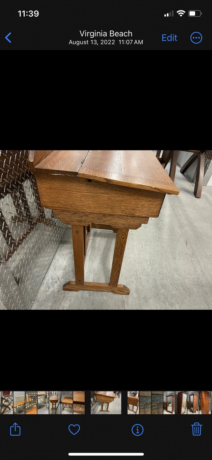 Antique Solid Oak School Desk