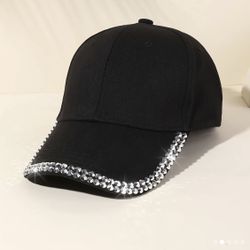 Brand New Trendy Silver Rhinestone Baseball Cap