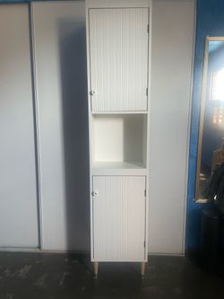 Tall Storage Cabinet IKEA Silveran Bathroom Cabinet Storage With 2 Doors  And Open Shelf