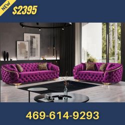 Purple Sofa Loveseat 2pcs Set 