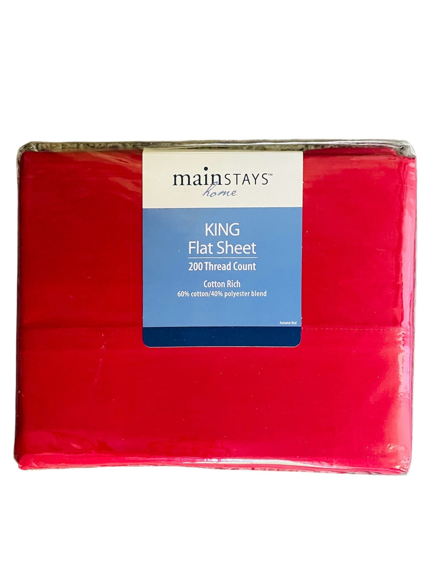 Mainstays 200 Thread Count King Flat - Autumn Red NEW!!