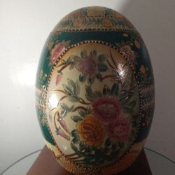LARGE PORCELAIN EGG SCULPTURE - SATSUMA ARTWORK 16"×13" 