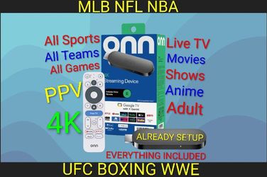 Onn Streaming Device with All Movies Shows Sports Live TV PPV Anime Adult  Lowest Price 1 payment includes device