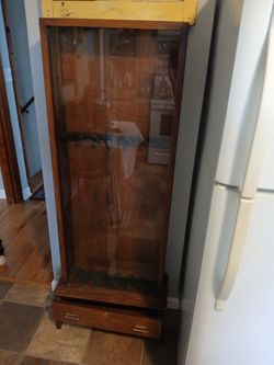 Gun Cabinet With Sliding Glass doors And Storage Drawer